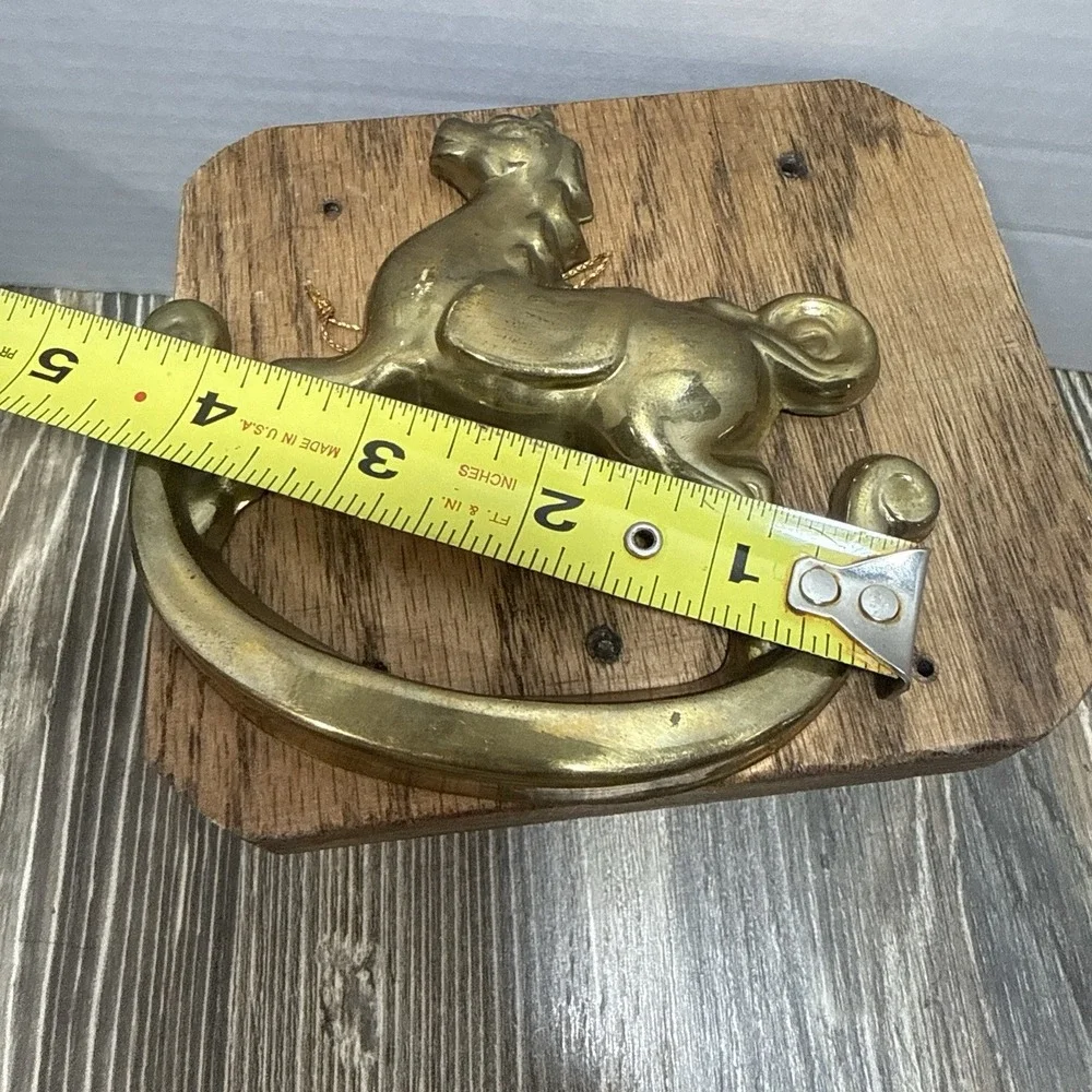 VTG Pressed Brass Rocking Horse Christmas Ornament